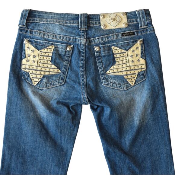 Miss Me Jeans Size 30 White Star Pocket Low Rise Bootcut Denim - Picture 6 of 9